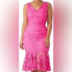 Alexia Admor Lace Mermaid Midi Dress, Womens Kourtney Size 8